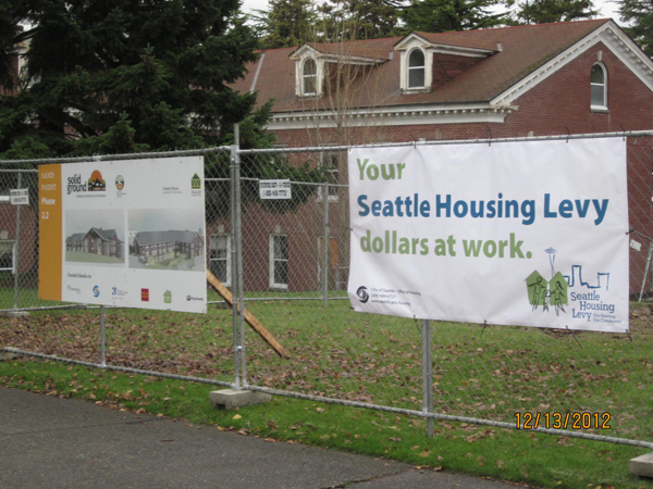Construction banners along Sand Point Way NE