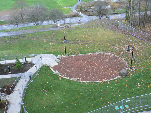 Aerial view looking from the top of Brettler Family Place at the site where 15 family homes will be built