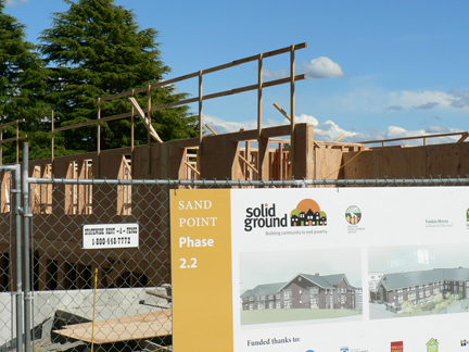 Framing of Building 5 along Sand Point Way.
