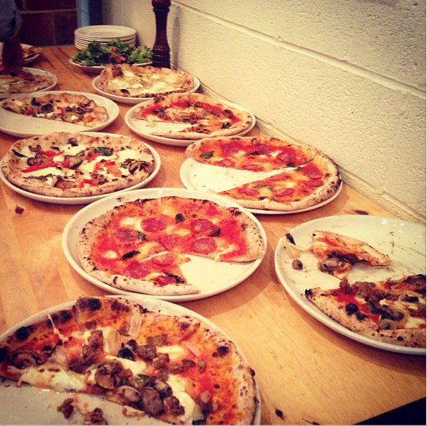 Our pizza spread provided by Tutta Bella for our End of the Year Celebration!