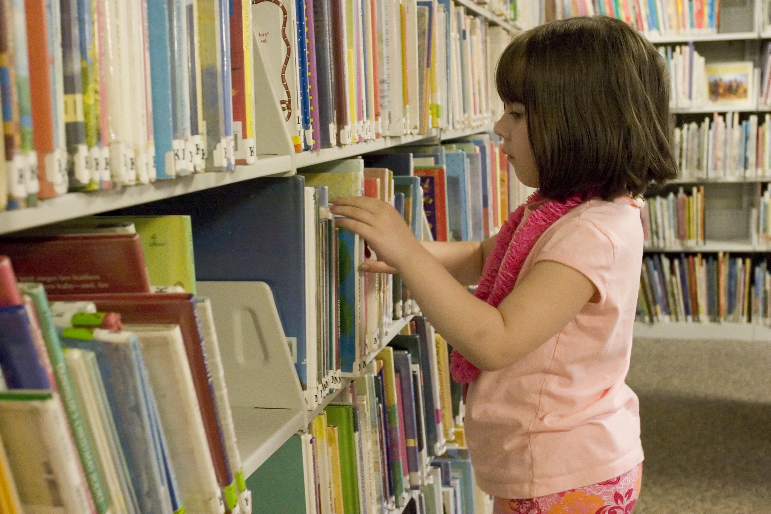 Five-year-old-girl at the library.