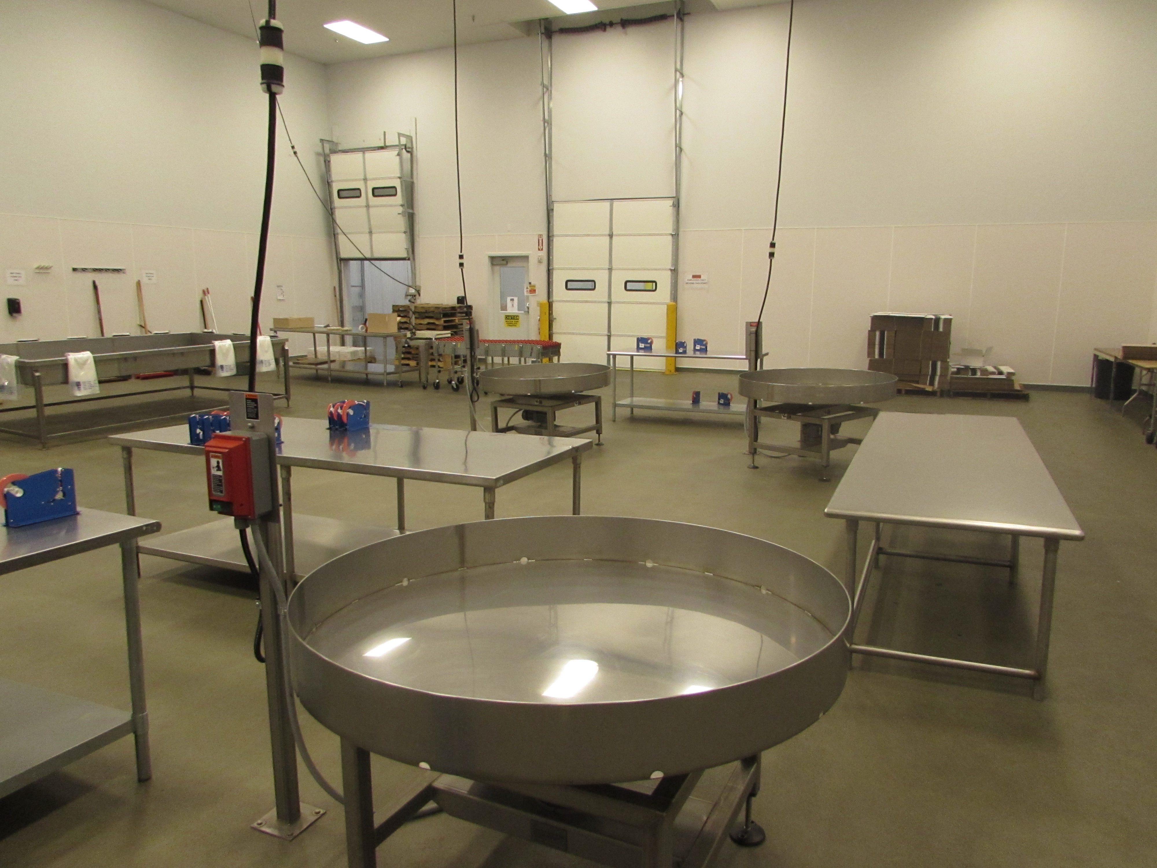 The spotless work tables at Northwest Harvest