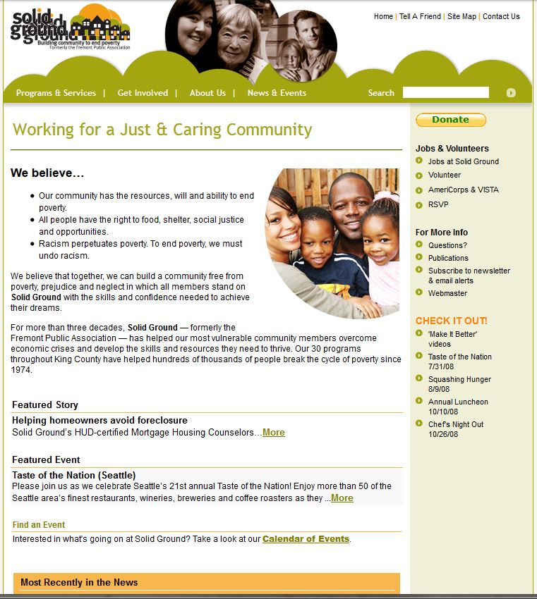 Third generation Solid Ground website home page.