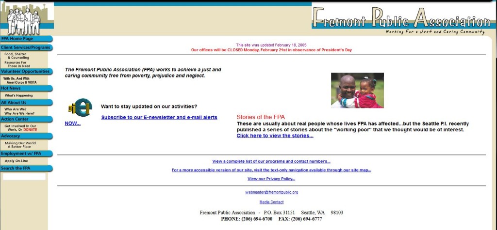 Second generation homepage of Solid Ground website