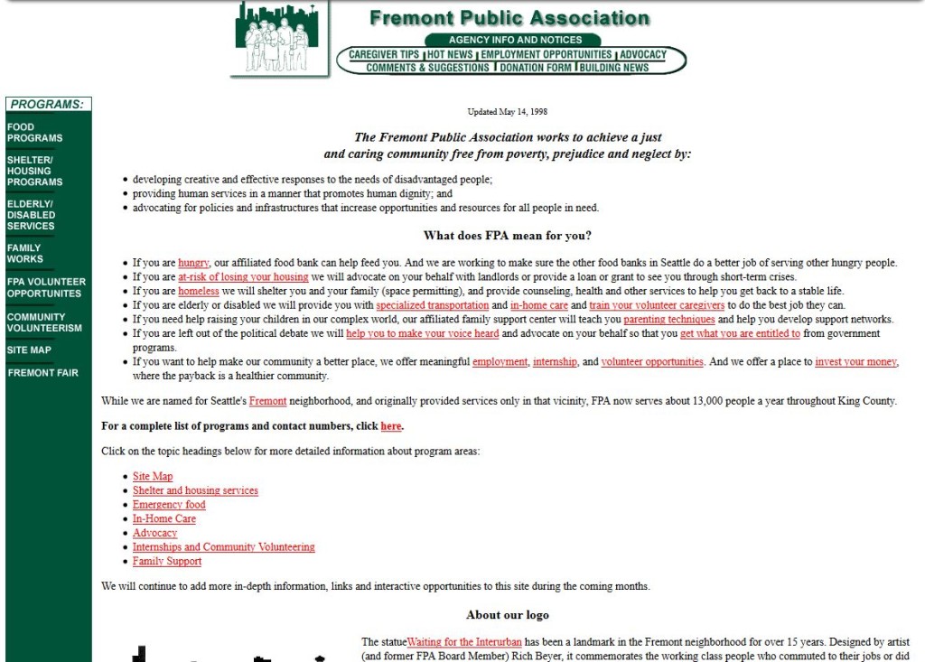 Screenshot of Solid Ground's first website home page