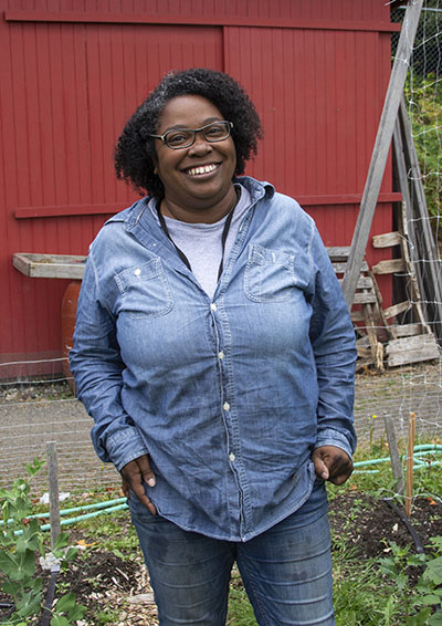 SCF Farm Manager Shanelle Donaldson helps the ACRS community reconnect with a rich food history & culture (photo by Lara Breitkreutz).