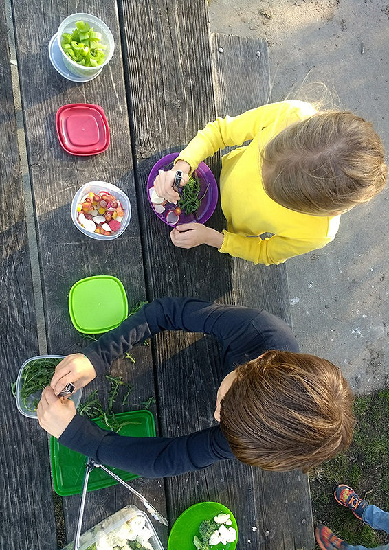 After learning about the parts of a plant, students in afterschool programming do taste tests to compare textures, flavors, and colors. (Photo by Emiline Chipman)