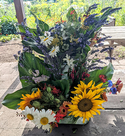 A colorful bouquet of flowers.