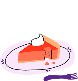 An illustration for four slices of piece with a bite missing from each one.