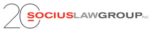 Red, gray, and black logo reading 20 SOCIUS LAW GROUP.