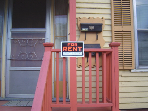 for rent sign on porch