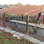 This canopy, placed directly over the sinks, will provide shelter for washing the harvested vegetables.