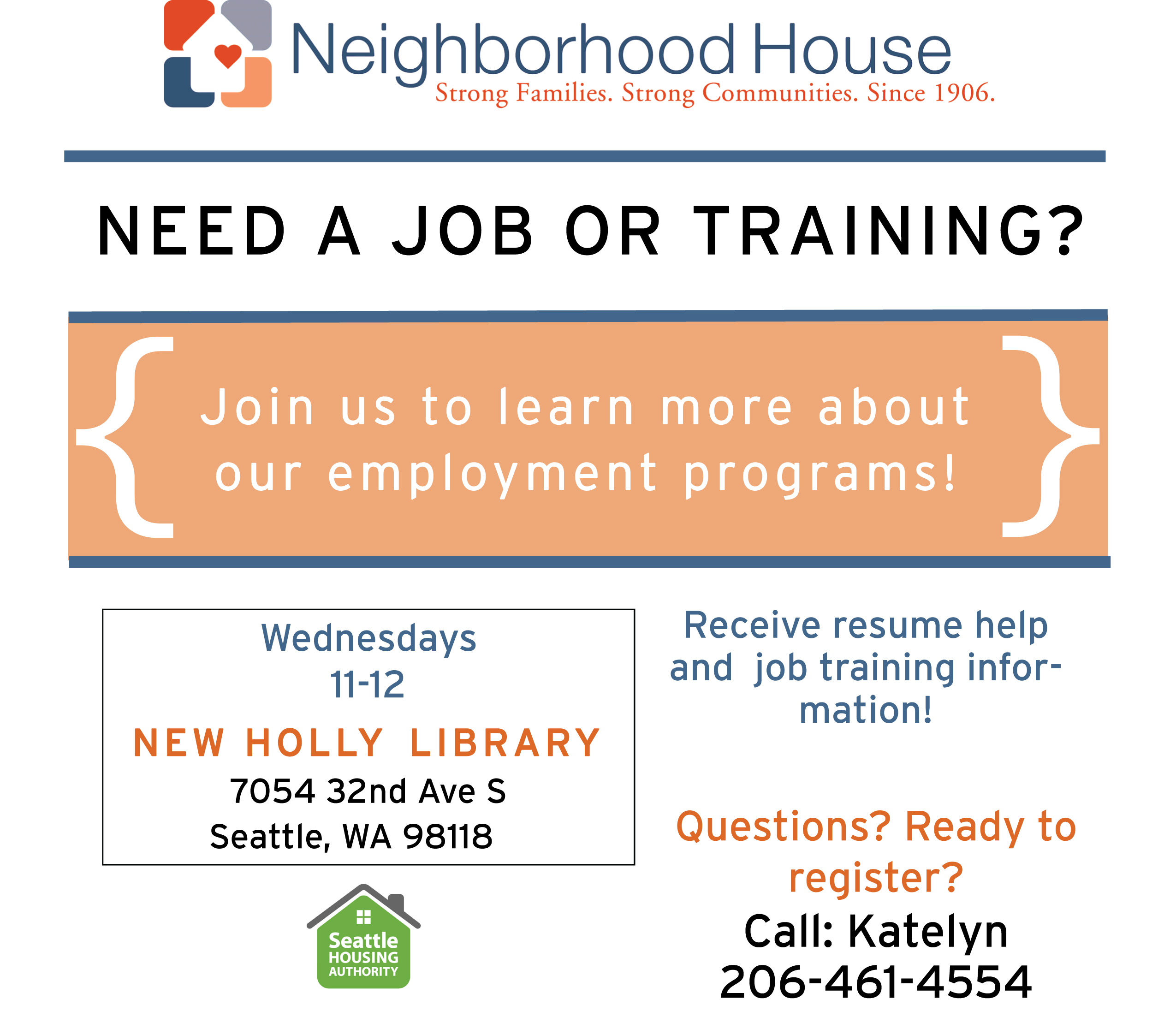 Employment - orientation flyer New Holly