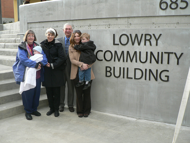 Mike Lowry and family at April 2011 dedication of Sand Point Housing campus.