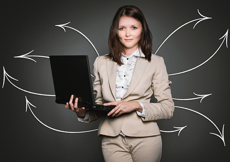Woman with laptop -- technology