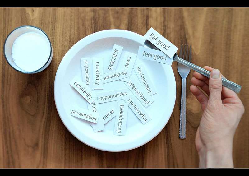 Dinner plate with success words on it