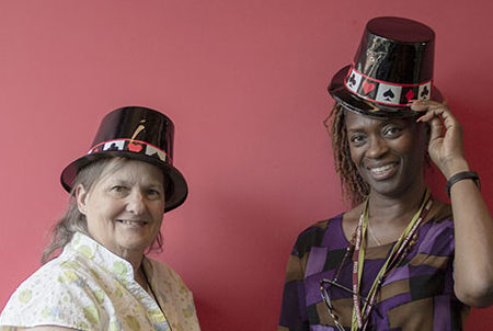 Noel Lerner and Celestine Berrysmith prepare for the Financial Fitness Boot Camp Relaunch this Friday.