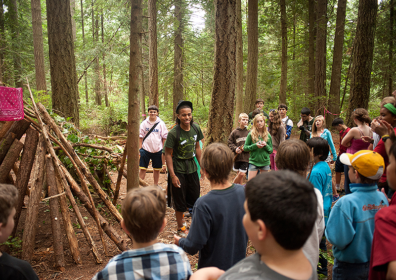 Counselor with kids at Camp Colman (photo used with permission of the YMCA)