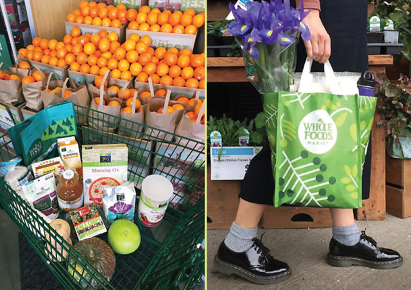 Whole Foods Market produce display and shopping bag