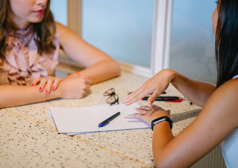 Two women in a consulting session
