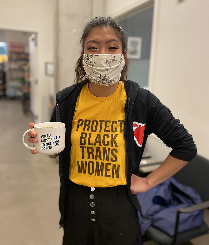A lady supporting black trans women