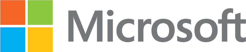 Microsoft logo with red, green, blue, and yellow cubes and grey lettering