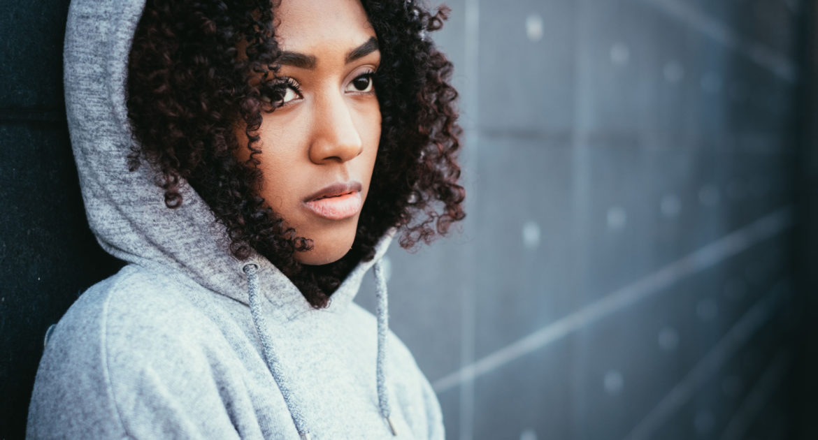 young woman in a hoodie