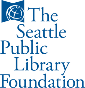 The Seattle Public Library Foundation logo with stacked, blue lettering